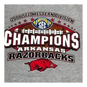 2006 SEC Western Division Champions Arkansas Razorbacks T-Shirt Football Gray L